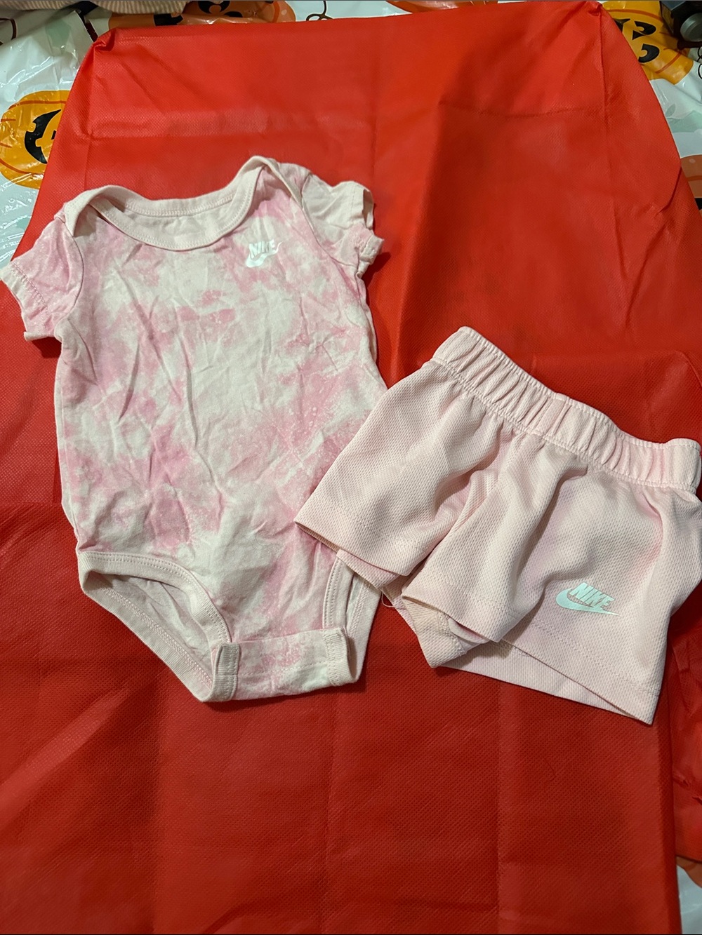 Nike Pink Tie-Dye Baby Onesie and Shorts Set